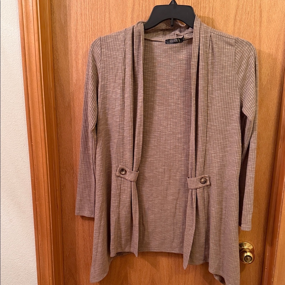 CURE. Brown Open Front Cardigan